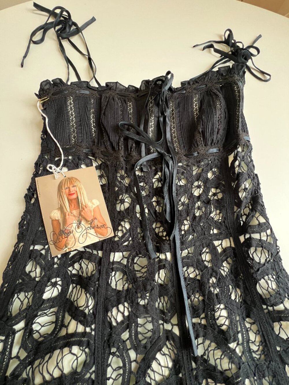 Vintage Y2K black/green Betsey Johnson lacy dress. Sz 4, NWT, perfect condition.